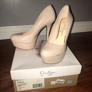 New Jessica Simpson Meave Platform Pumps in Powder Blush Nude PinkCream heels